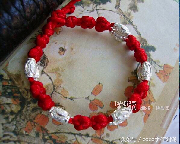 转运珠红绳手链编法,蝴蝶红绳转运珠