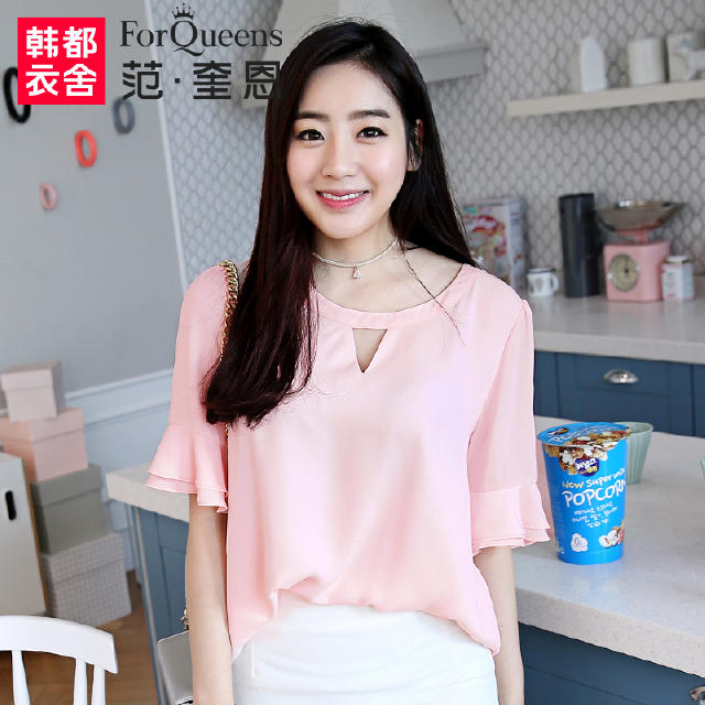 专柜正品高档女士雪纺衫清凉显瘦,冰丝雪纺衫套装35岁清凉