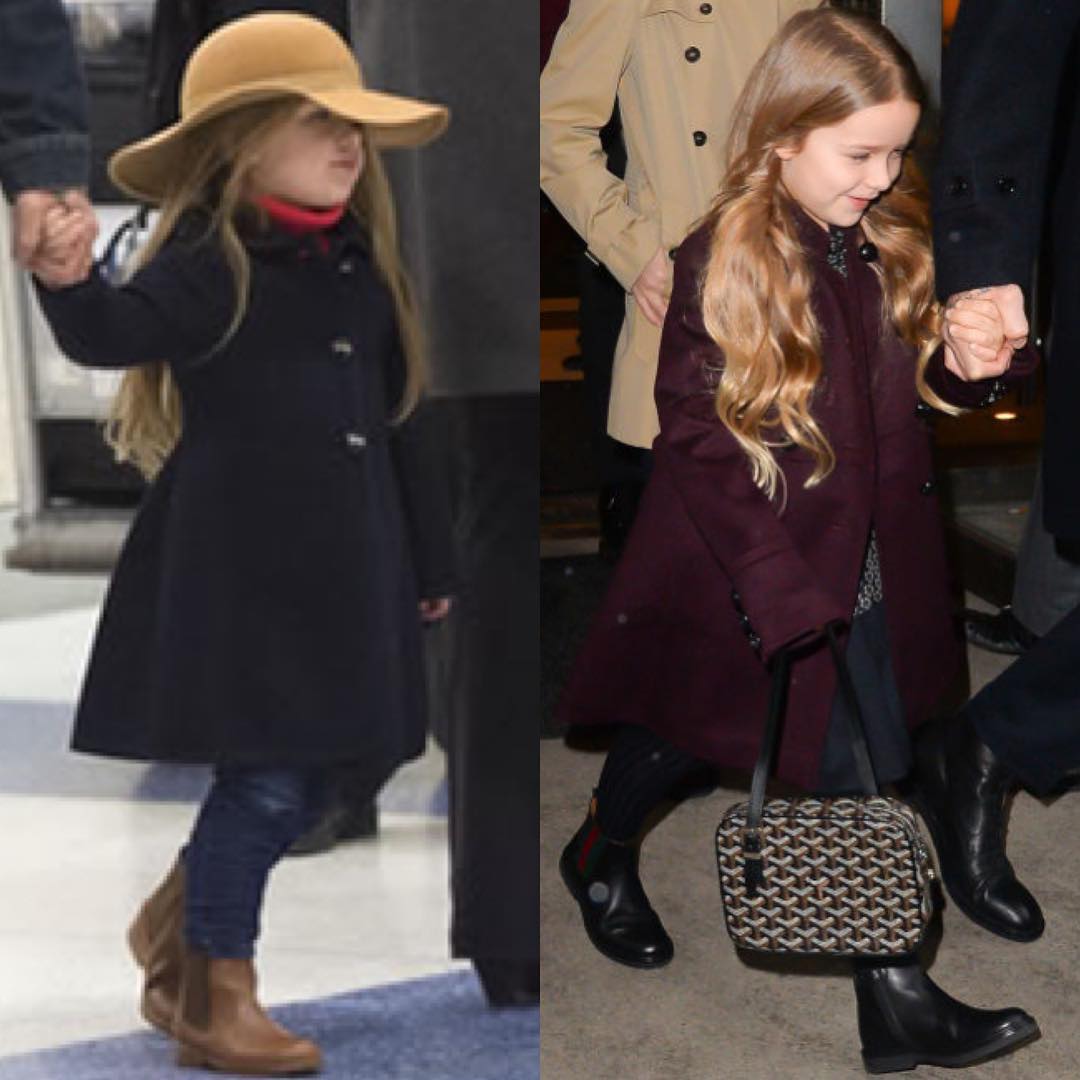 小七在海边练瑜伽！贝嫂维多利亚高兴得很：小七要培养成淑女呢