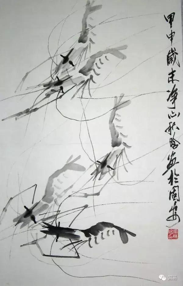 齐白石画虾的6只虾,画虾齐白石虾的画法步骤