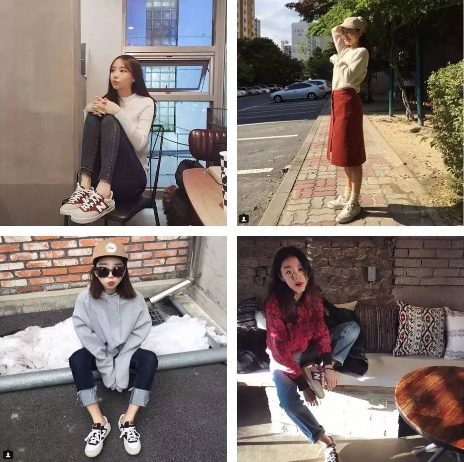 不夸张！韩妞早就不穿高跟鞋了！现在韩国男女人脚一双复古休闲鞋