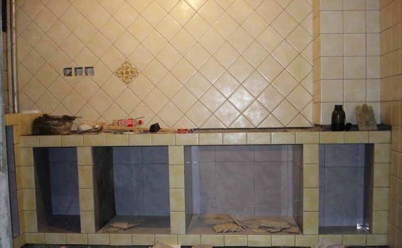 砖砌橱柜不做柜门怎么做才美观,砖砌橱柜如何免拉手