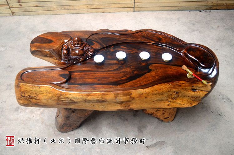 名匠实木小茶几鸡翅木,老榆木树根雕茶几