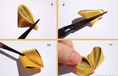 丝带五瓣花发卡制作教程,diy手工制作蝴蝶结小发卡