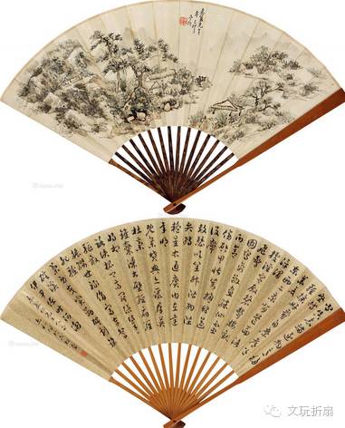 扇面作品65幅扇子拍卖价格,清代十三行檀香折扇拍卖价格