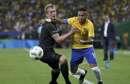 奥运男足决赛巴西对西班牙视频,奥运男足首轮巴西4-2胜德国