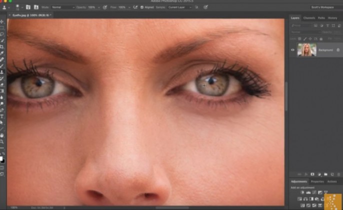 ps怎么修眼白偏色,ps修复眼睛大小眼