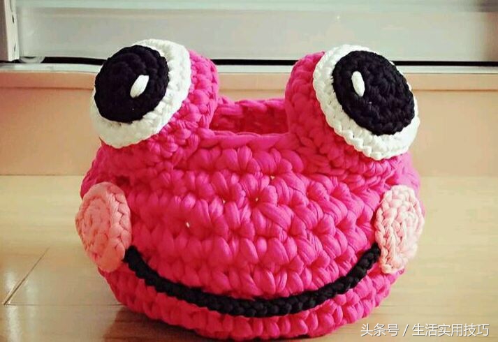 108种收纳筐藤条收口的编织方法,钩针编织菱角花形圆形收纳筐下集