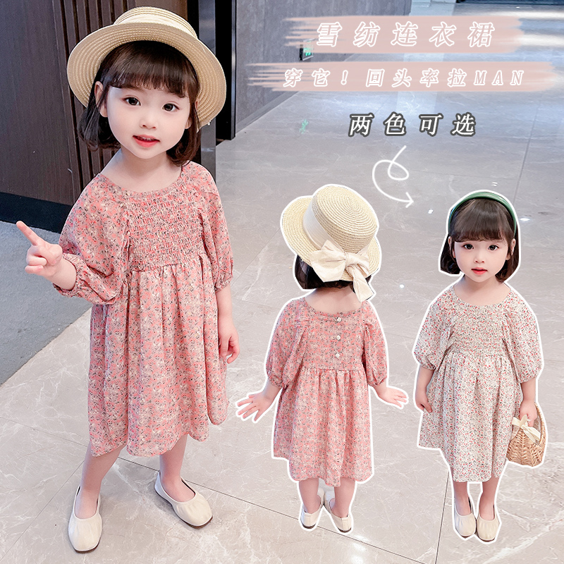 儿童连衣裙夏季女童碎花公主裙,女童连衣裙2023夏薄款儿童裙子