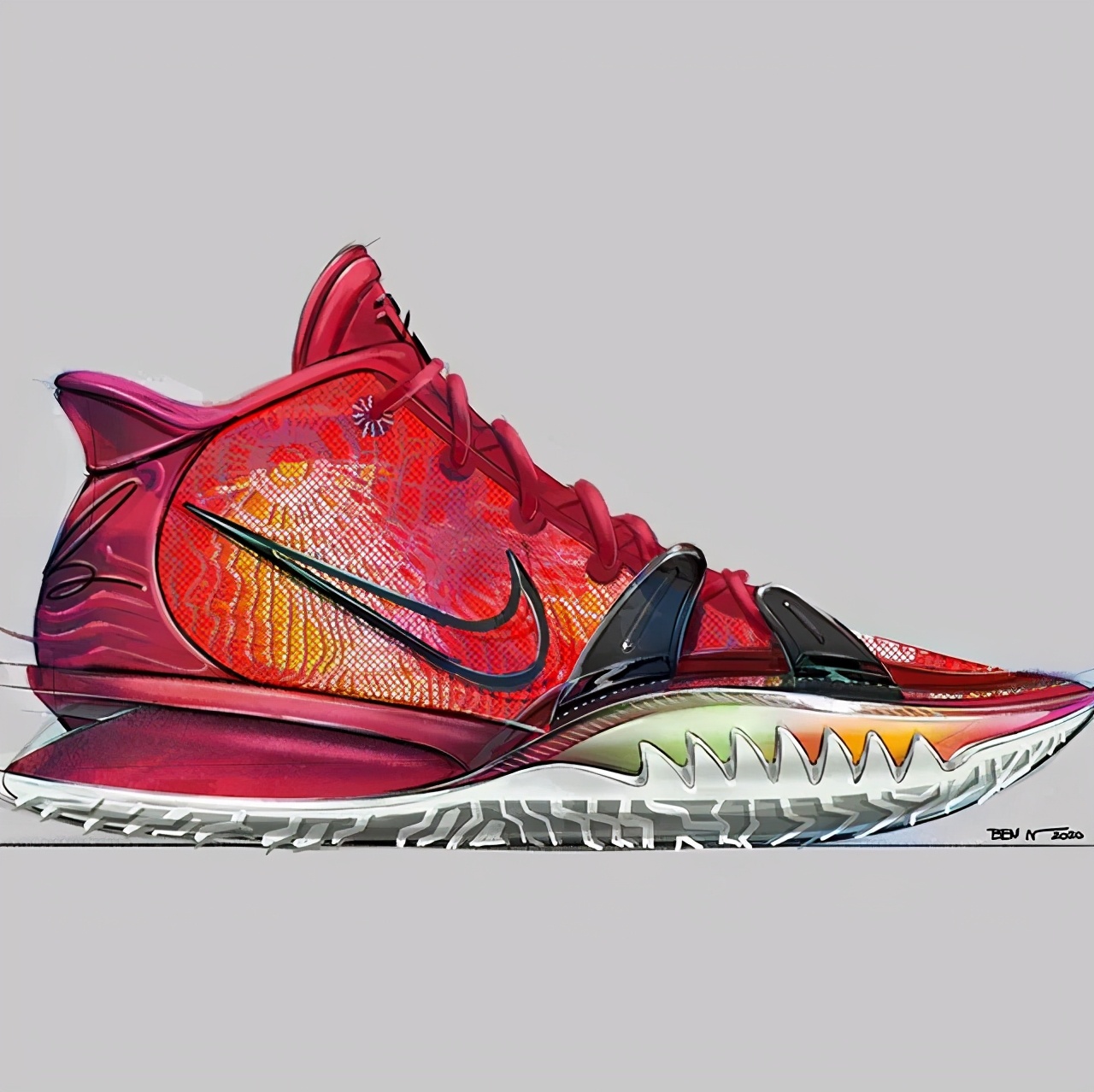 nba欧文7黑白上脚,欧文上脚欧文7全部配色全身照