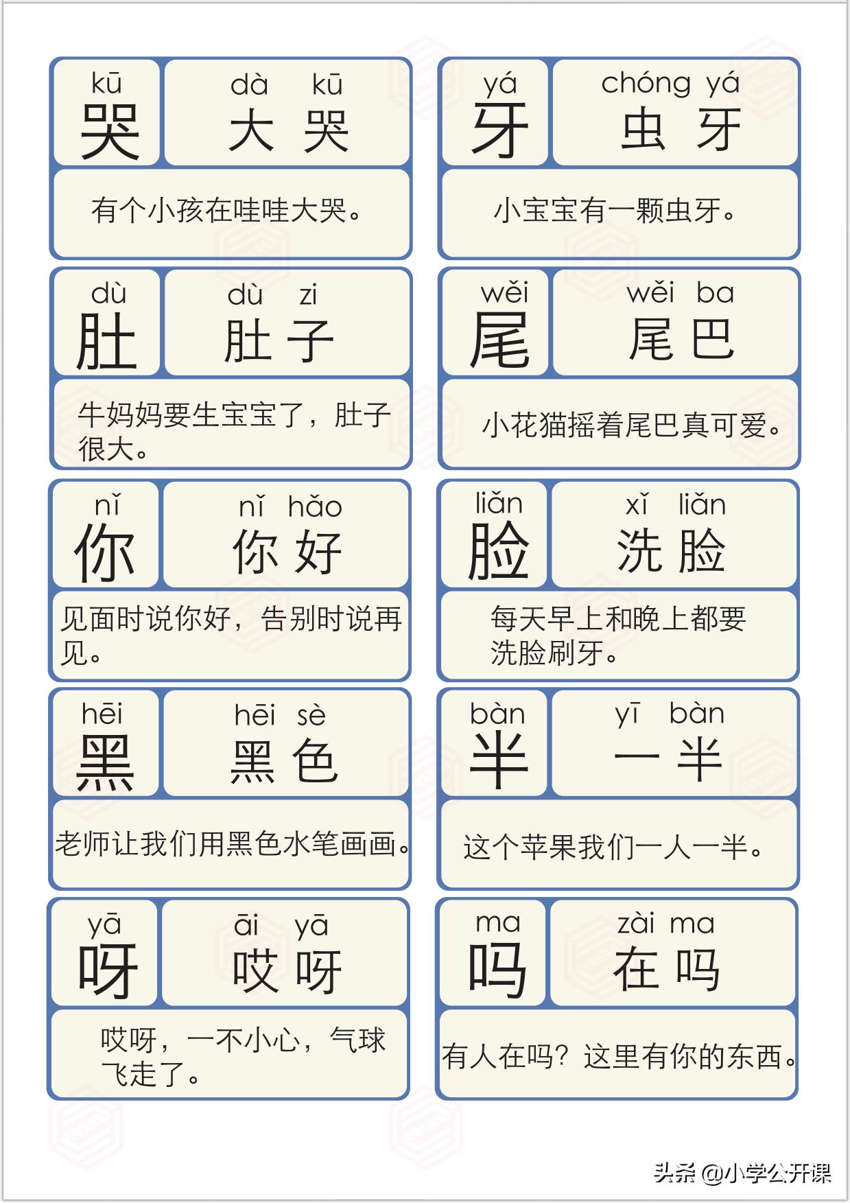 幼儿识字卡1000个常用汉字,少儿识字组词卡