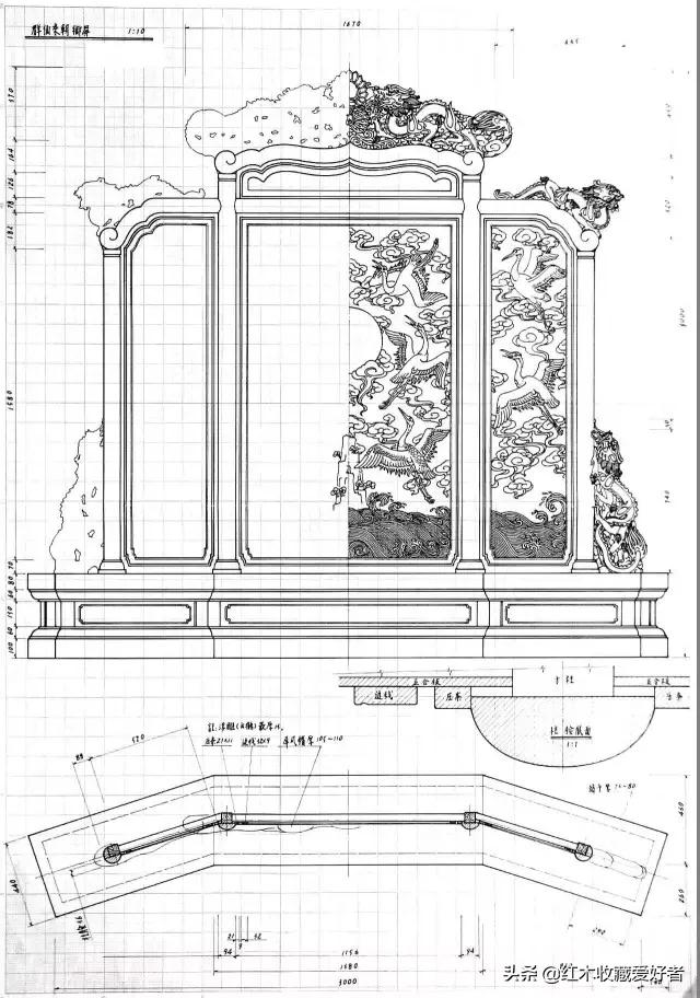 中国传统家具手绘三视图,古典家具设计图纸