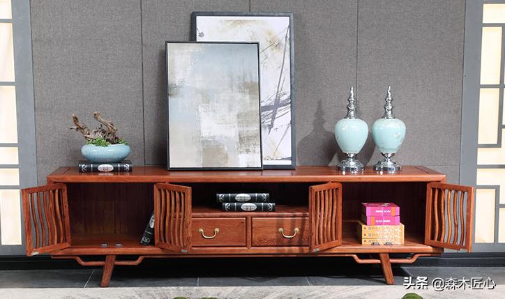 新中式红木电视柜配什么电视墙,高档红木中式客厅电视柜图片