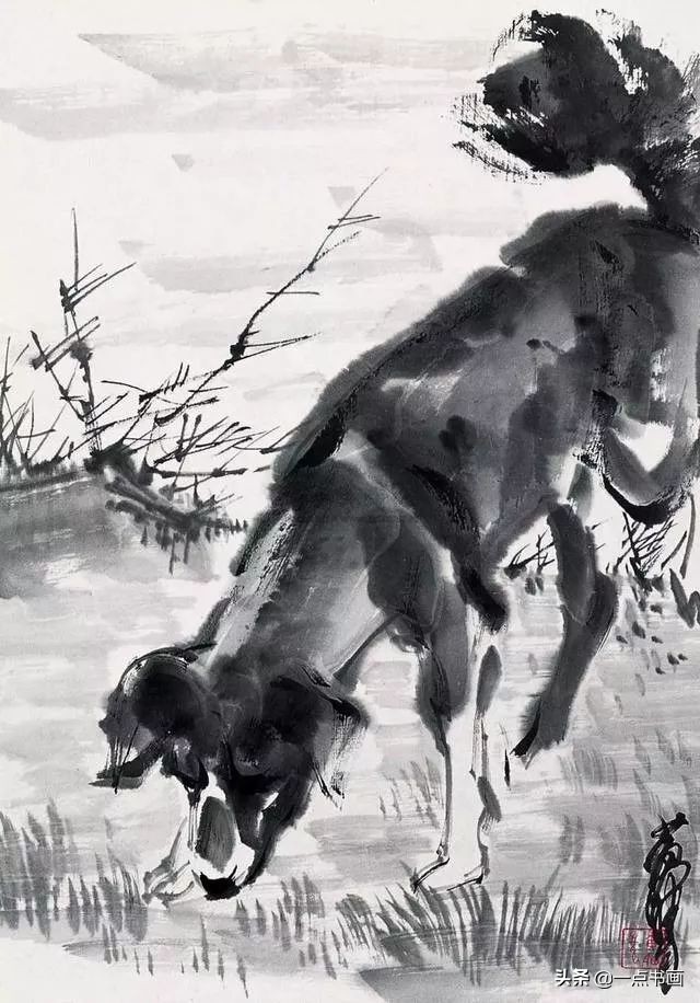 名家画狗速写作品欣赏,国画各种狗的画法