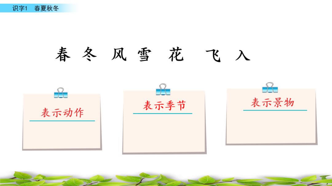 部编版一年级语文上识字表,识字一春夏秋冬课文