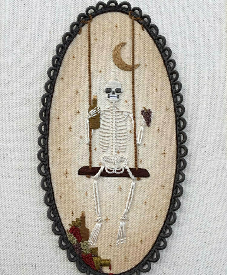 刺绣半袖骷髅,牛仔刺绣骷髅