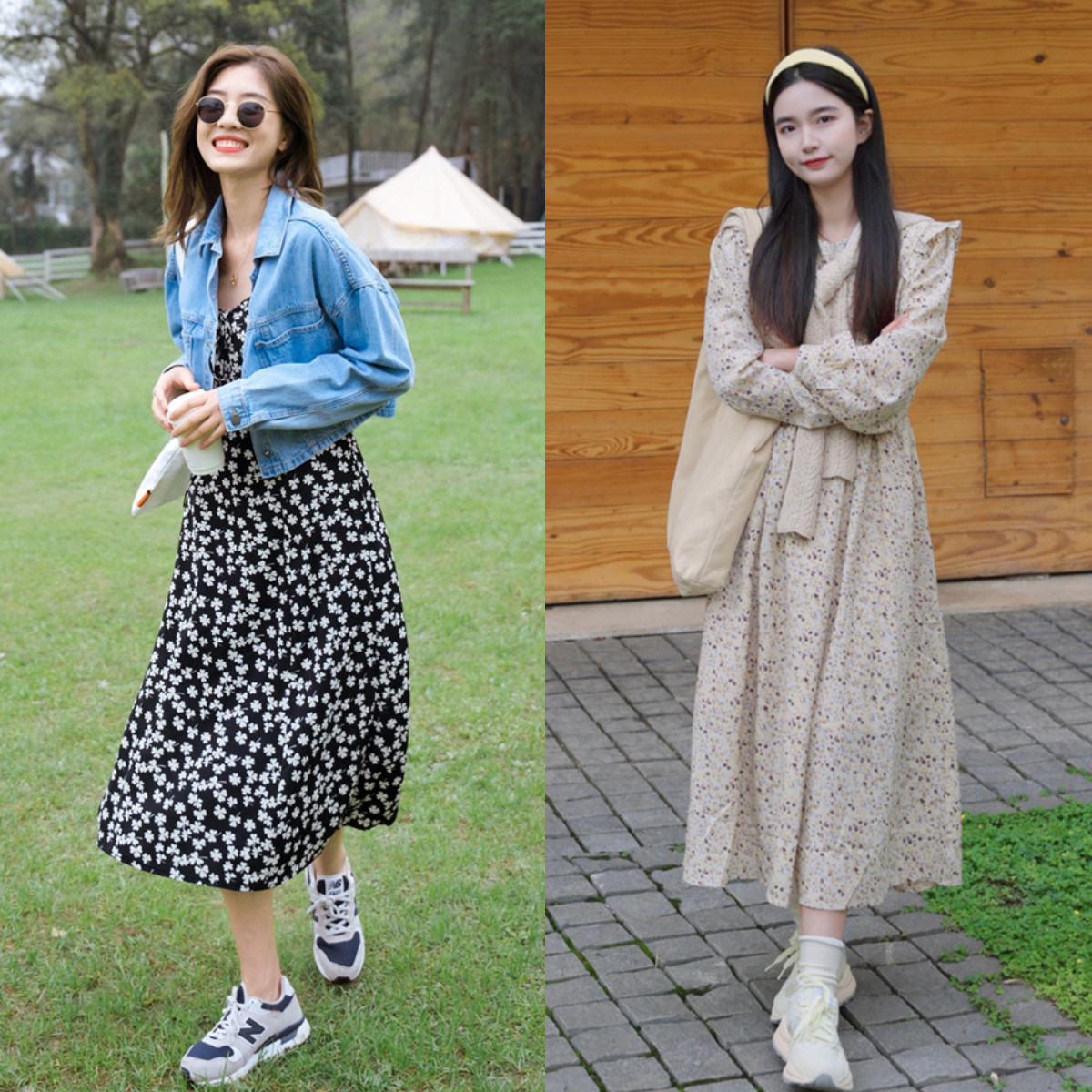 裙子运动鞋搭配秋冬款,运动鞋搭配裙装这种造型更加时髦