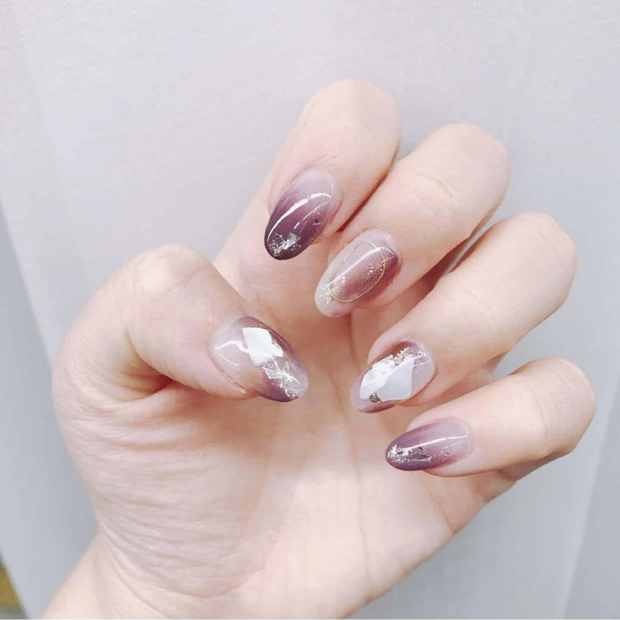 短款29号光疗晕染裸色贝壳美甲,贝壳美甲教程视频初学