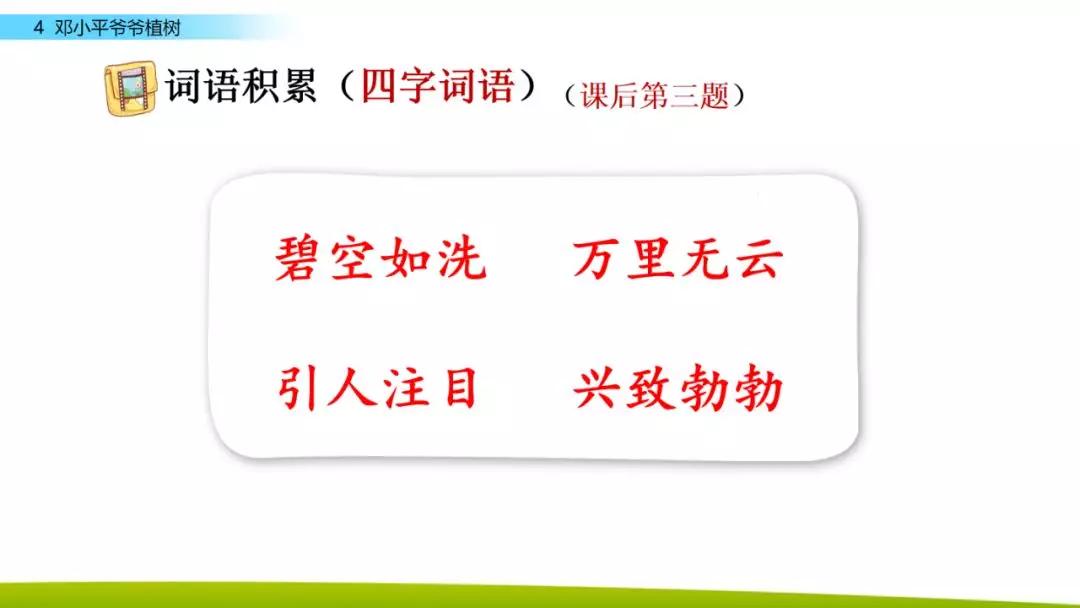 部编版二年级下册语文第4课《*小平邓**爷爷植树》知识点+图文讲解
