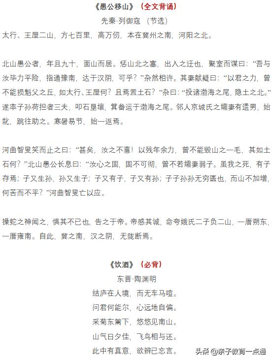 初中需要提前背诵哪些古诗文,初中必背古诗文三峡音频