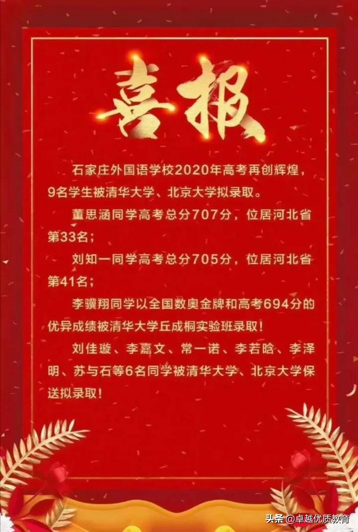 石家庄高中学校成绩排名,石家庄翰林高中成绩