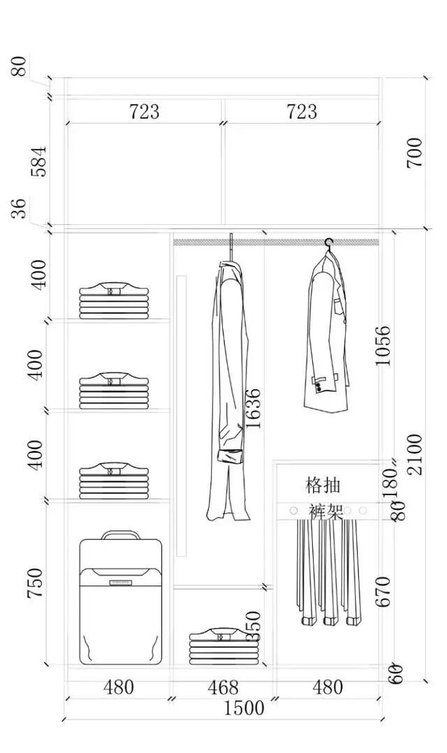 1.3米衣柜格局设计图,1米3衣柜布局设计