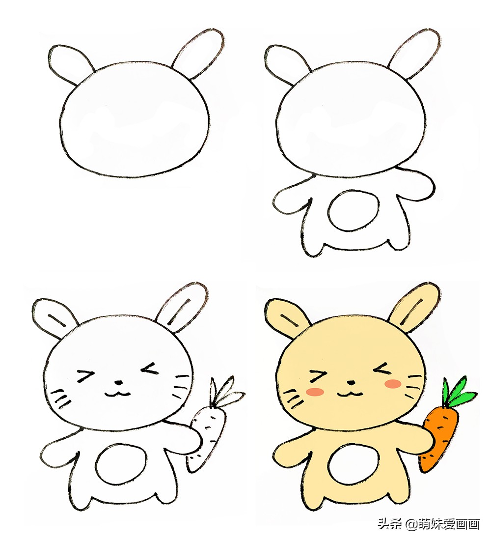怎么画小兔子简笔画可爱卡通版,可爱的小兔子要怎么画简笔画