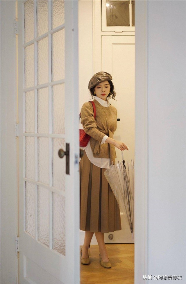 三木高领毛衣搭配,时尚博主三木秋冬搭配毛衣叠穿