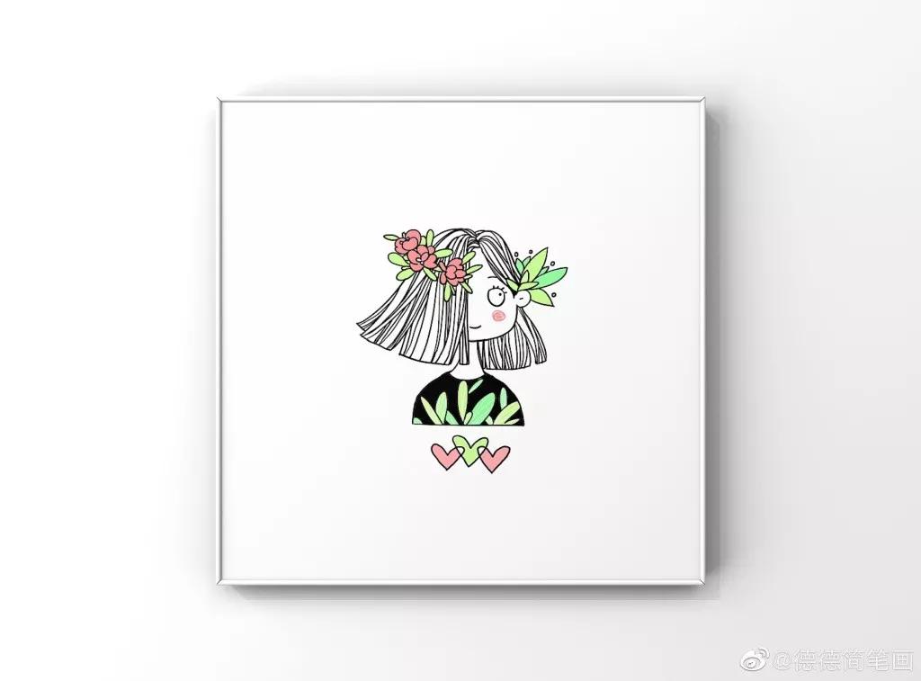 简单清新花卉的简笔画图片大全,唐老鸭简笔画可爱清新小女孩