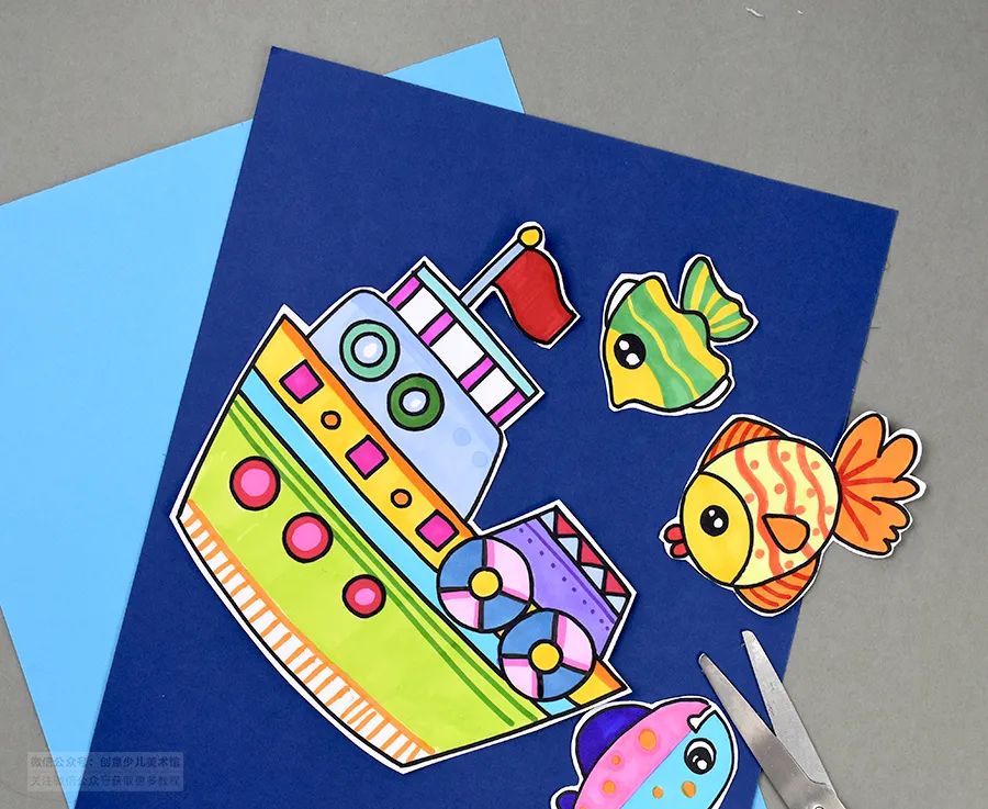 儿童画船简单又漂亮,儿童画作品船