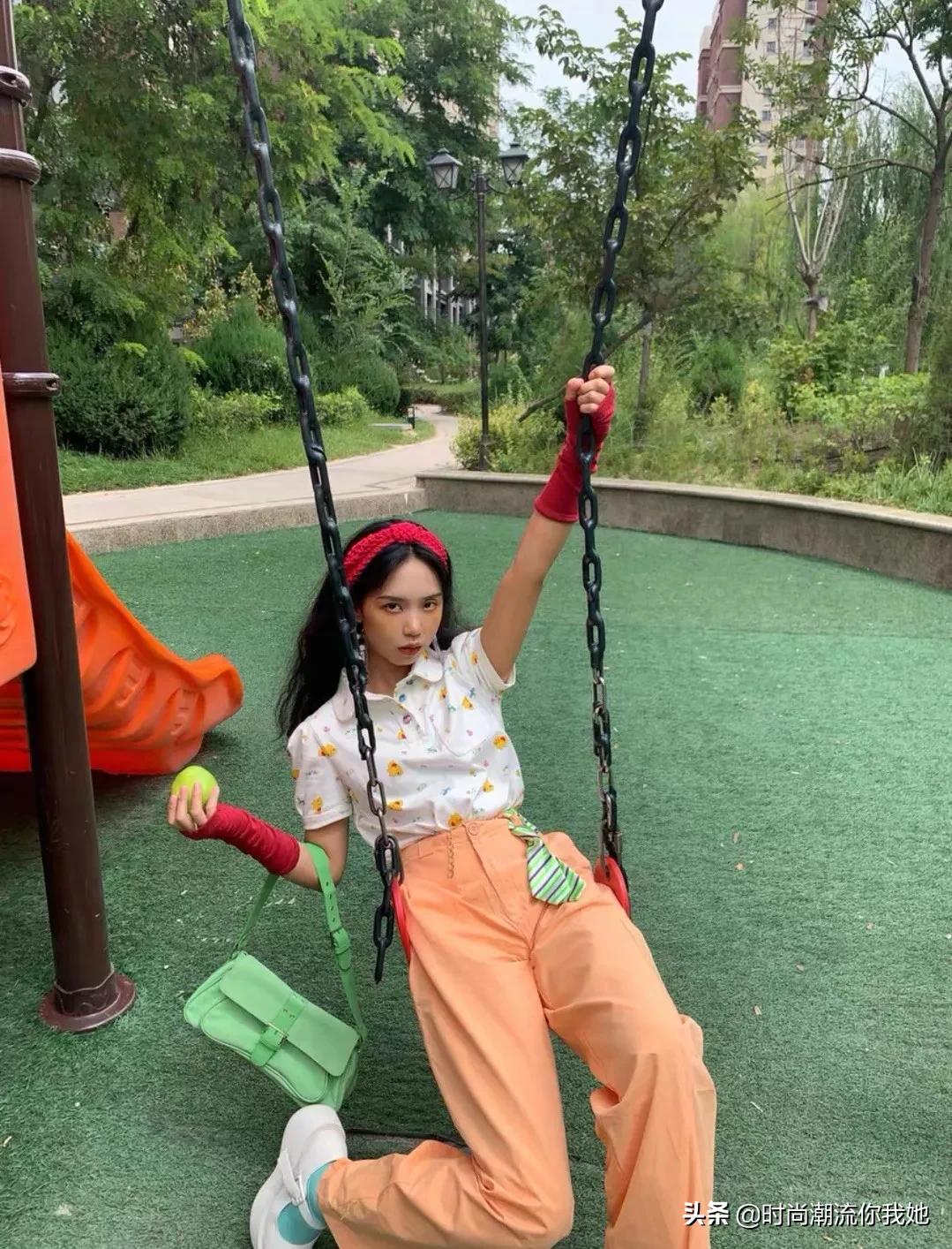 夏天穿马卡龙色系的长裤,马卡龙紫色裤子搭配