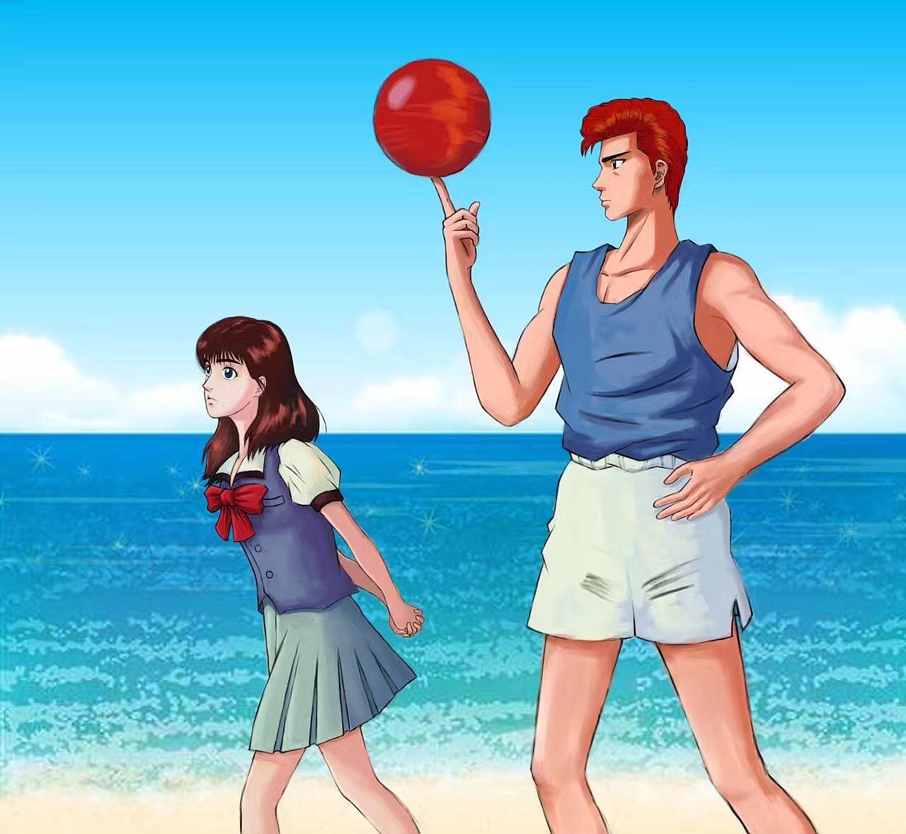 灌篮高手樱木与晴子海边剪影,灌篮高手樱木和晴子情侣视频