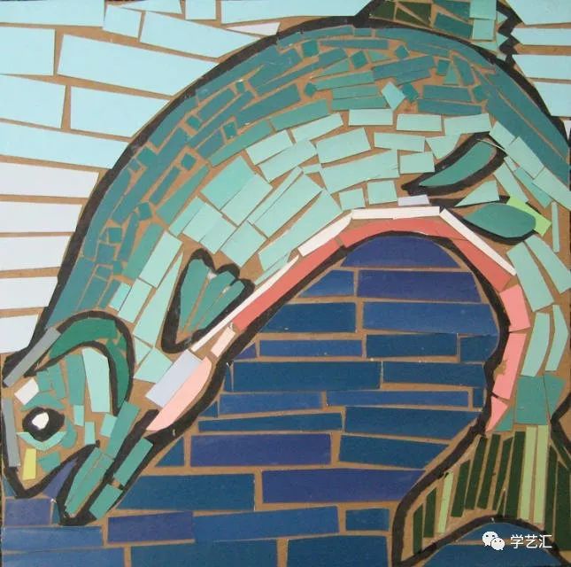 瓷砖拼贴马赛克效果图片大全,卡纸马赛克拼贴梵高向日葵画教程