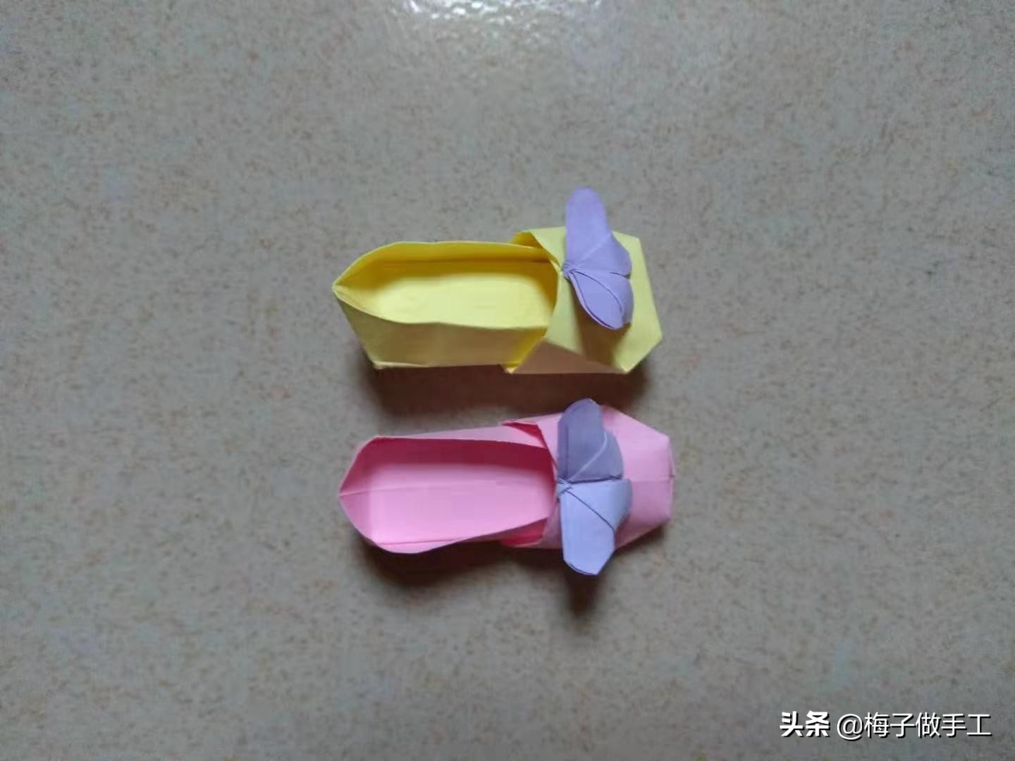 儿童手工折纸教程平底鞋,儿童手工折纸折鞋子