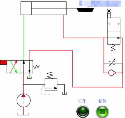 液压油泵工作原理动画演示视频,液压回路简单动态图