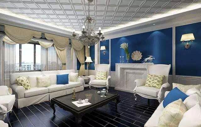 天蓝色地中海风格,地中海蓝色条纹装修效果图