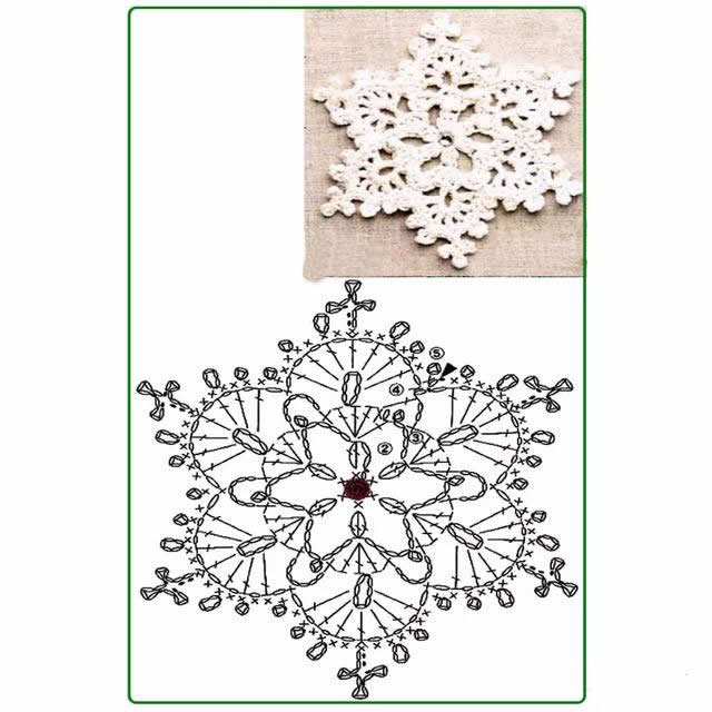 简单手工钩织雪花,钩编高清雪花图解教程