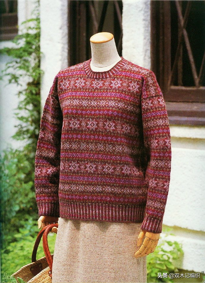 编织镂空套头衫,娥眉月提花套头衫编织