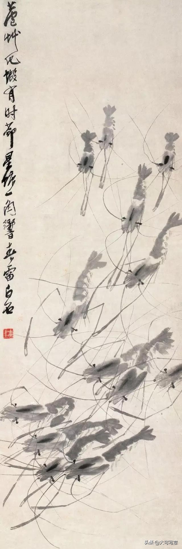 齐白石画虾全过程难得一见,齐白石画虾的故事100字