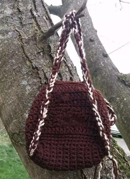 钩编精美双肩包教程图片,钩编可爱束口袋式双肩包