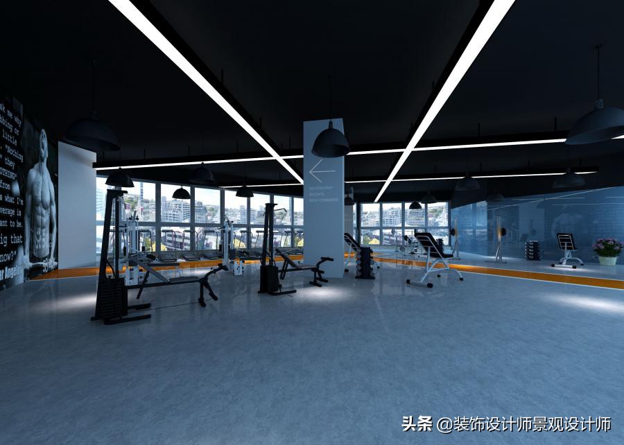 公司健身房设计效果图,书房健身房二合一设计效果图