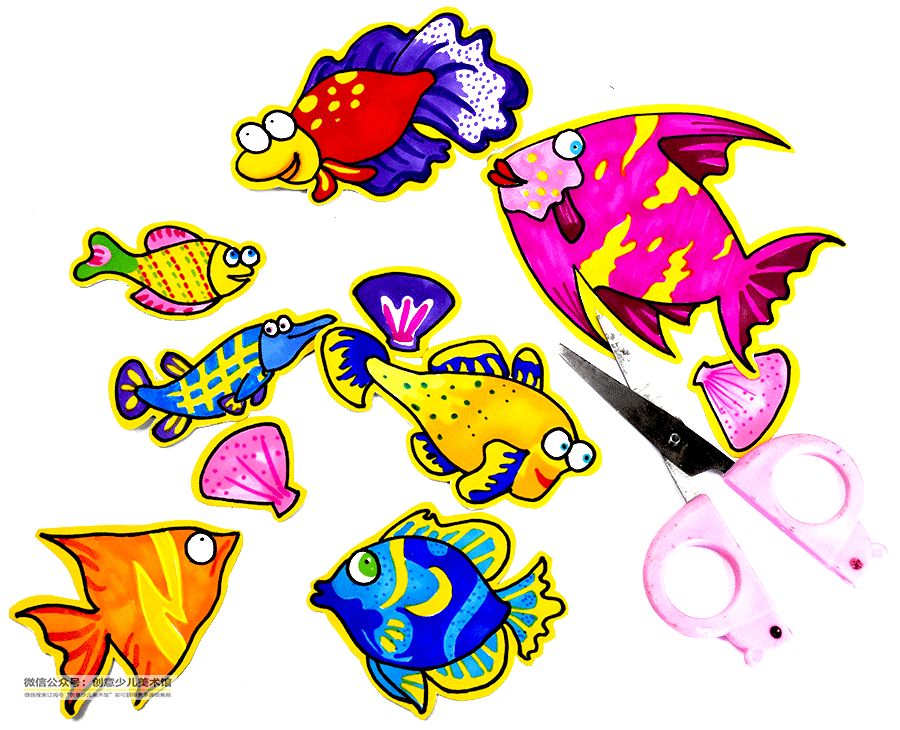 儿童画鱼儿创意画视频,创意儿童画横构图