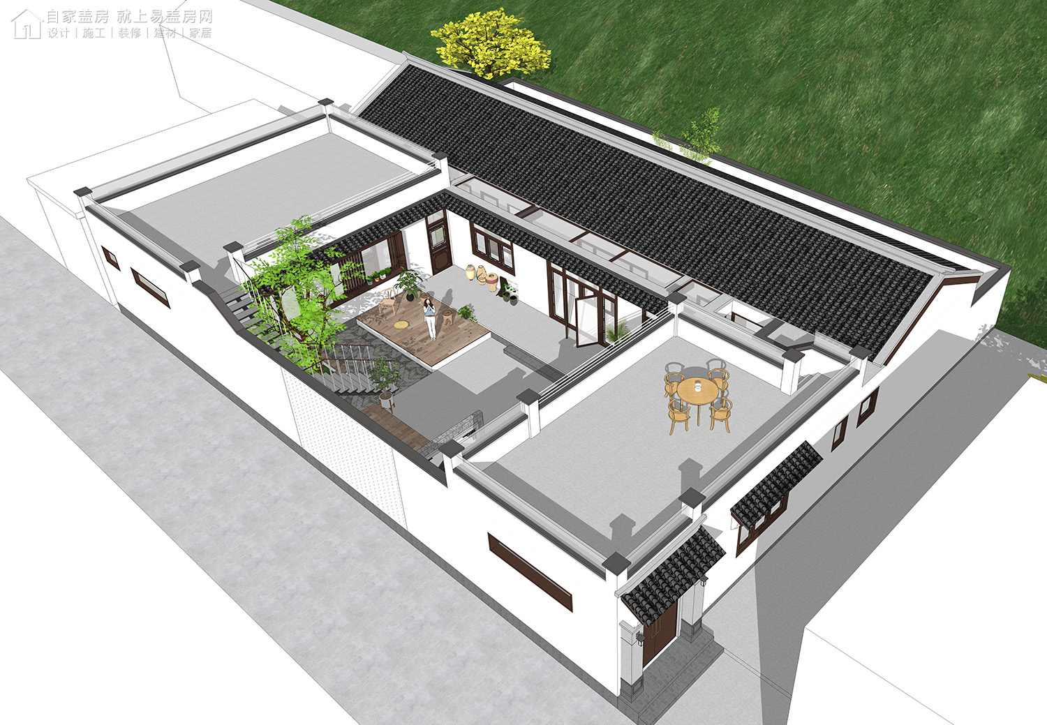 三层新中式别墅全套设计图纸,新中式合院别墅户型图纸