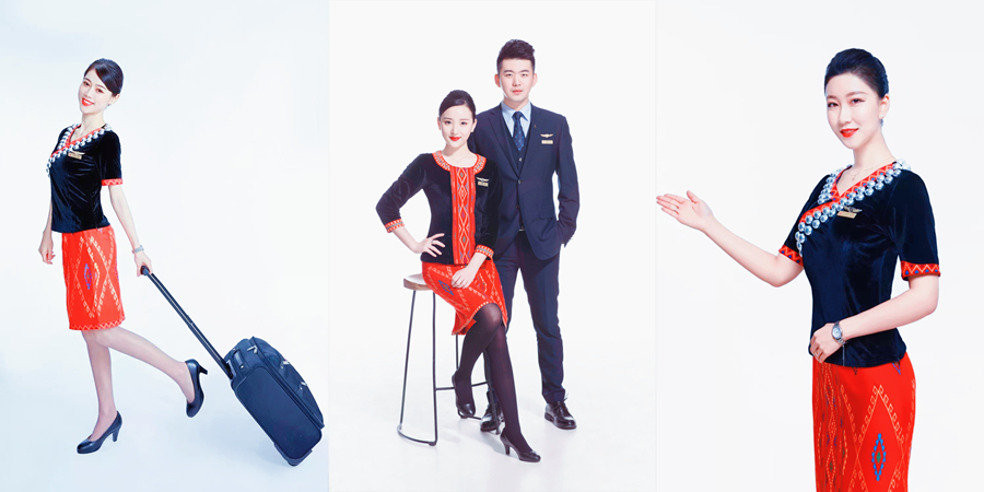 中国国际航空历代空姐制服,瑞丽航空空姐制服