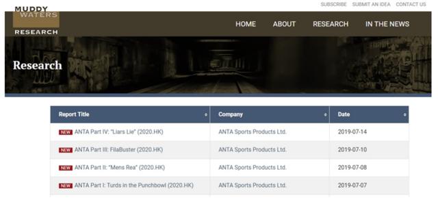 浑水攻击安踏,浑水狙击安踏