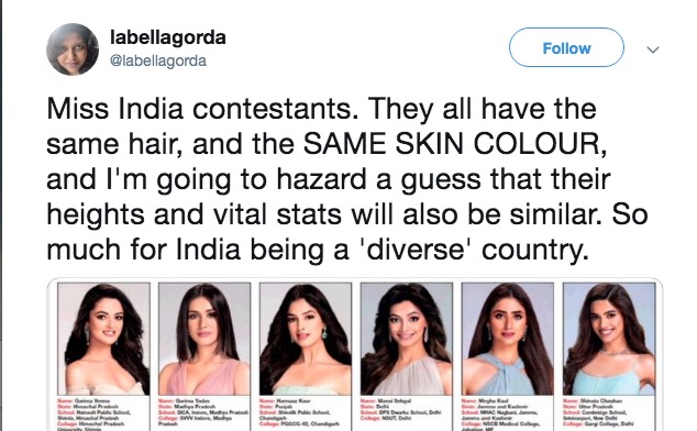 印度小姐or白人小姐？——一场由肤色引发的文化争议