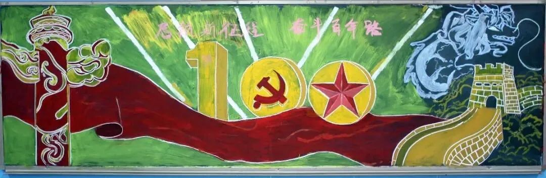 爱党爱国努力学习实现自我黑板报,知党恩跟党走主题黑板报图片