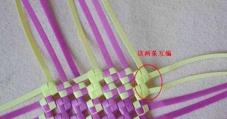 塑料带手工编织篮子收纳筐,塑料袋收纳筐