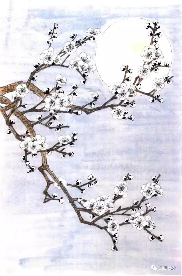 彩墨梅花国画作品欣赏,彩墨梅花画法步骤