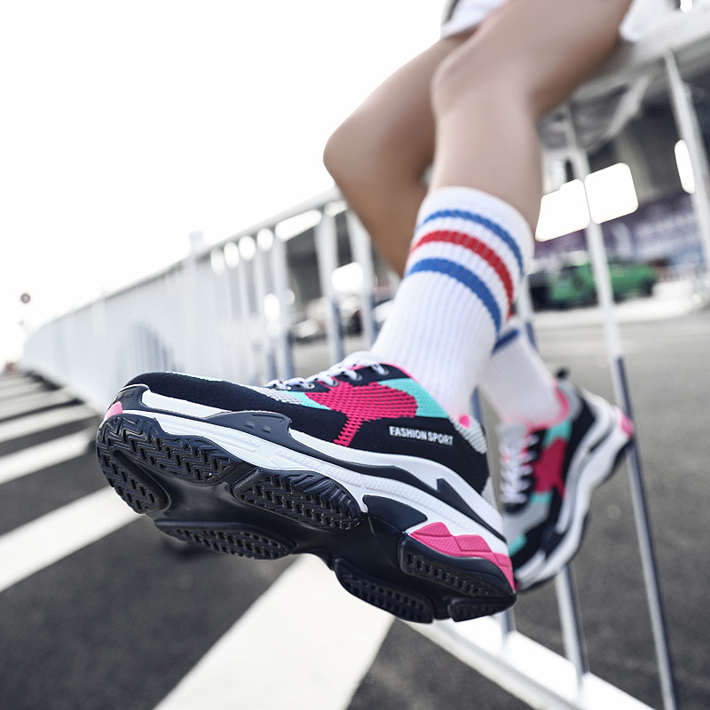 网面透气百搭男士休闲ins潮运动鞋,男鞋秋季原创潮鞋港风运动老爹鞋